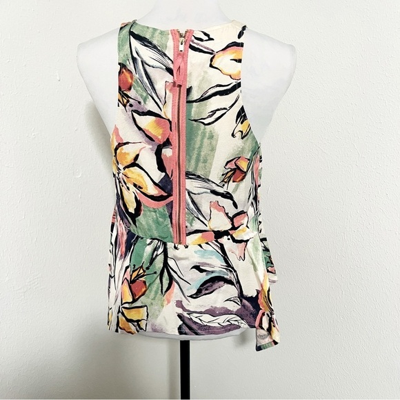 Anthropologie HD in Paris Multicolor Lucille Sleeveless Peplum Blouse Sz 6 Boho - Picture 5 of 9